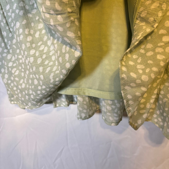 Mine Sage Green Tiered Button Front Dress Small Flutter Sleeve NWT - Picture 7 of 11